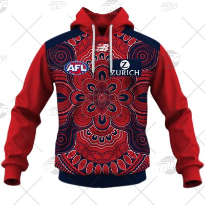 AFL Melbourne Demons Custom Name Number 2021 Indigenous Guernsey Pullover Hoodie