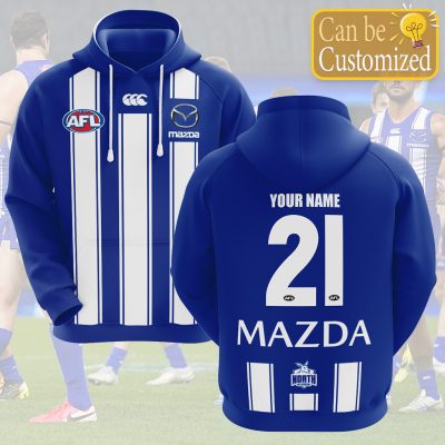 AFL North Melbourne Kangaroos Custom Name Number 2021 Home Guernsey Pullover Hoodie