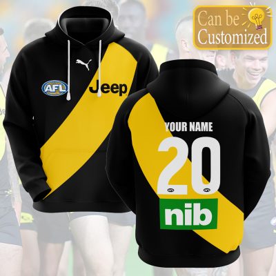 AFL Richmond Tigers Custom Name Number 2021 Home Guernsey Pullover Hoodie