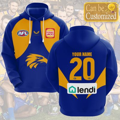 AFL West Coast Eagles Custom Name Number 2021 Home Guernsey Pullover Hoodie