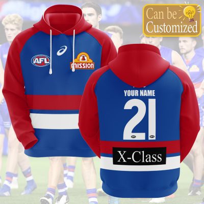 AFL Western Bulldogs Custom Name Number 2021 Home Guernsey Pullover Hoodie