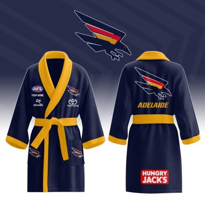 AFL Adelaide Crows Custom Name New Edition Fleece Bathrobe