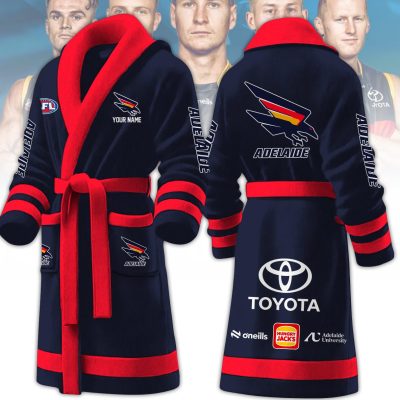 AFL Adelaide Crows Custom Name New Version Fleece Bathrobe