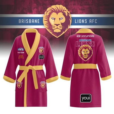 AFL Brisbane Lions Custom Name New Edition Fleece Bathrobe