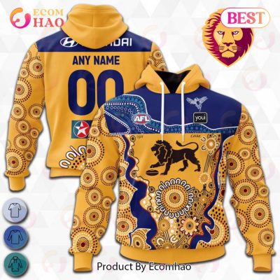 AFL Brisbane Lions Custom Name Number 2023 Indigenous Guernsey Pullover Hoodie