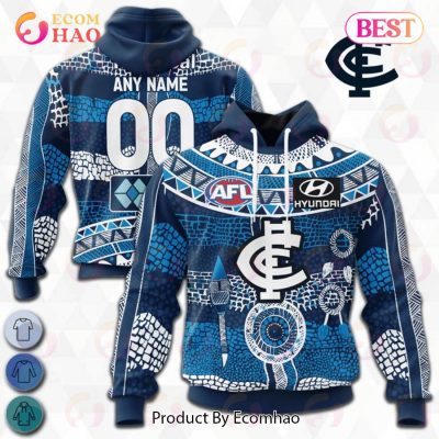 AFL Carlton Blues Custom Name Number 2023 Indigenous Guernsey Pullover Hoodie