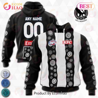 AFL Collingwood Magpies Custom Name Number 2023 Indigenous Guernsey Pullover Hoodie