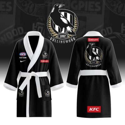 AFL Collingwood Magpies Custom Name New Edition Fleece Bathrobe