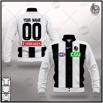 AFL Collingwood Magpies Custom Name Number 2021 Clash Guernsey Baseball Jacket