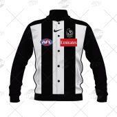 Afl Collingwood Magpies Custom Name Number 2021 Home Guernsey Baseball Jacket Front.jpg - demo10