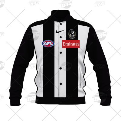 AFL Collingwood Magpies Custom Name Number 2021 Home Guernsey Baseball Jacket