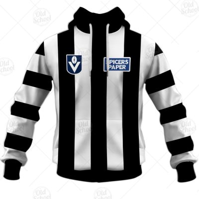 AFL Collingwood Magpies Custom Name Number 50s Vintage Heritage Guernsey Pullover Hoodie