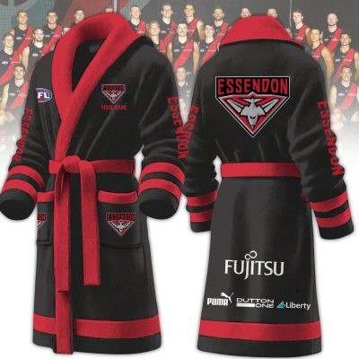 AFL Essendon Bombers Custom Name New Version Fleece Bathrobe