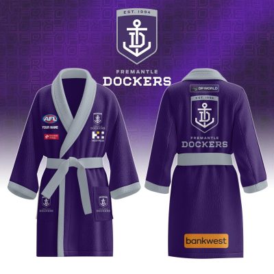AFL Fremantle Dockers Custom Name New Edition Fleece Bathrobe