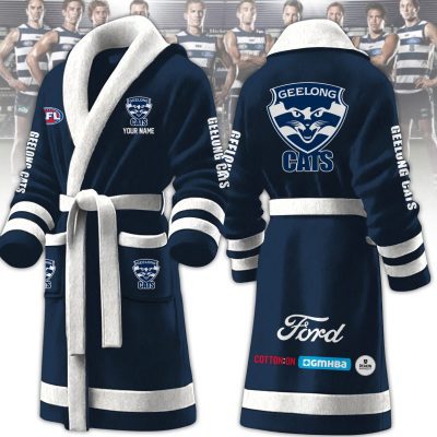 AFL Geelong Cats Custom Name New Version Fleece Bathrobe