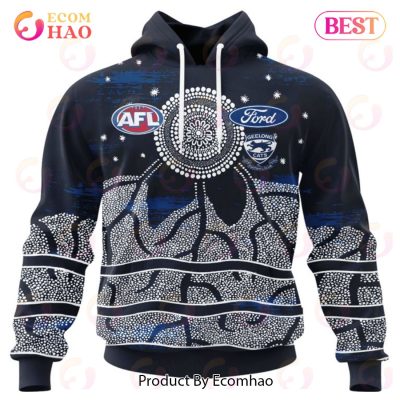 AFL Geelong Cats Custom Name Number 2023 Indigenous Guernsey Pullover Hoodie