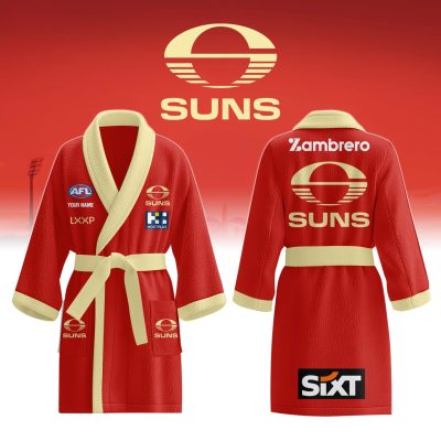 AFL Gold Coast Suns Custom Name New Edition Fleece Bathrobe