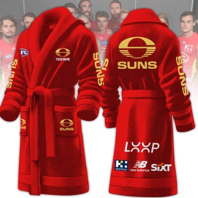 AFL Gold Coast Suns Custom Name New Version Fleece Bathrobe