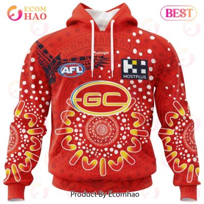 AFL Gold Coast Suns Custom Name Number 2023 Indigenous Guernsey Pullover Hoodie