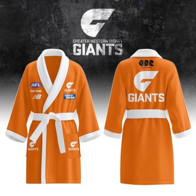 AFL Greater Western Sydney Giants Custom Name New Edition Fleece Bathrobe