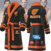 AFL Greater Western Sydney Giants Custom Name New Version Fleece Bathrobe