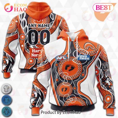 AFL Greater Western Sydney Giants Custom Name Number 2023 Indigenous Guernsey Pullover Hoodie