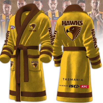 AFL Hawthorn Hawks Custom Name New Version Fleece Bathrobe