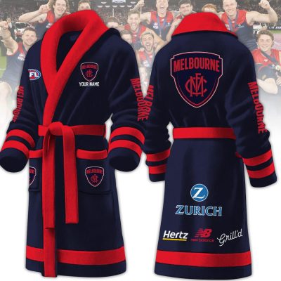 AFL Melbourne Demons Custom Name New Version Fleece Bathrobe