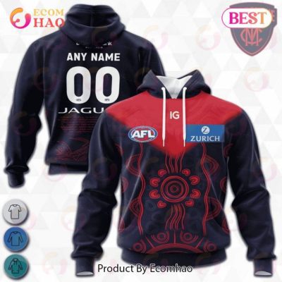 AFL Melbourne Demons Custom Name Number 2023 Indigenous Guernsey Pullover Hoodie