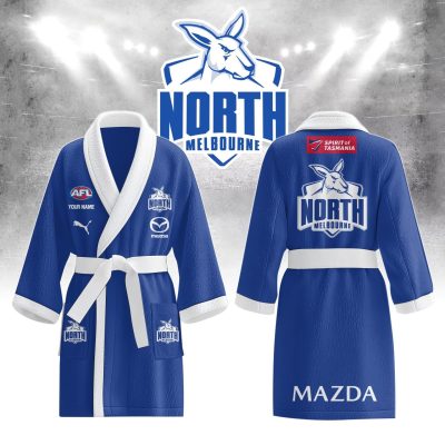 AFL North Melbourne Kangaroos Custom Name New Edition Fleece Bathrobe