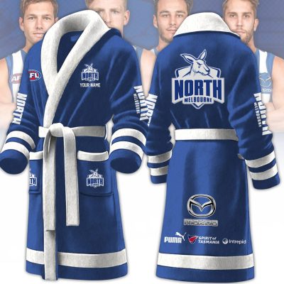 AFL North Melbourne Kangaroos Custom Name New Version Fleece Bathrobe