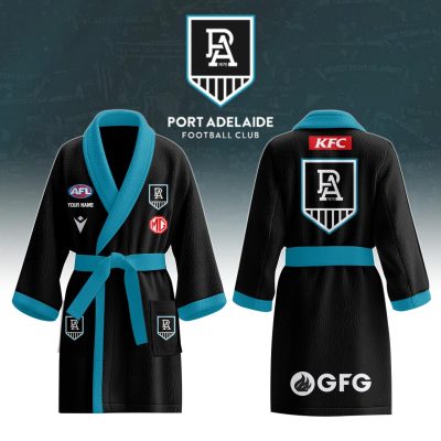 AFL Port Adelaide Custom Name New Edition Fleece Bathrobe