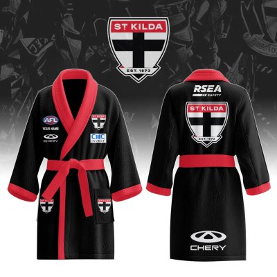AFL St Kilda Saints Custom Name New Edition Fleece Bathrobe