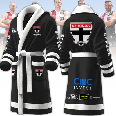 AFL St Kilda Saints Custom Name New Version Fleece Bathrobe