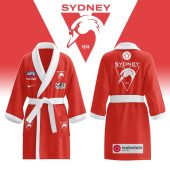 AFL Sydney Swans Custom Name New Edition Fleece Bathrobe