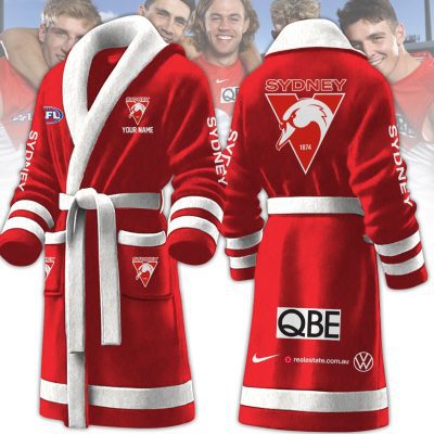 AFL Sydney Swans Custom Name New Version Fleece Bathrobe