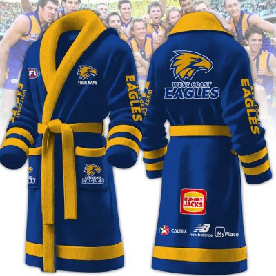 AFL West Coast Eagles Custom Name New Version Fleece Bathrobe