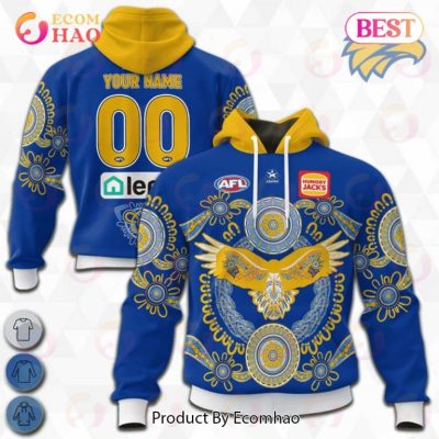 AFL West Coast Eagles Custom Name Number 2023 Indigenous Guernsey Pullover Hoodie