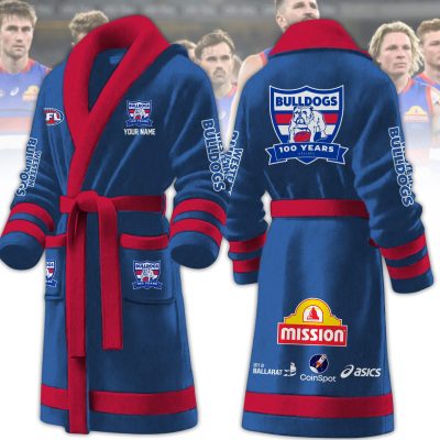 AFL Western Bulldogs Custom Name New Version Fleece Bathrobe