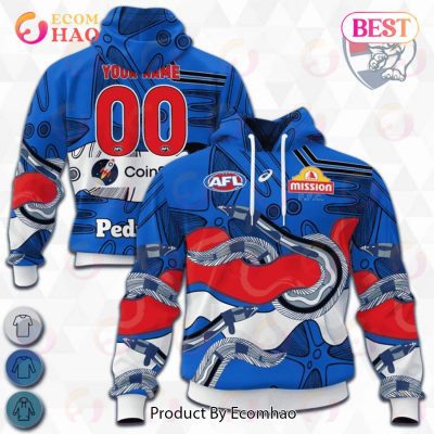 AFL Western Bulldogs Custom Name Number 2023 Indigenous Guernsey Pullover Hoodie