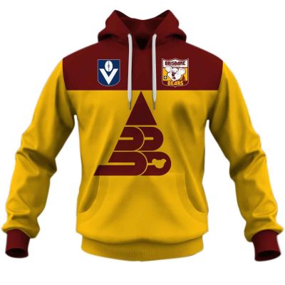 Brisbane Bears Custom Name Number 60s Vintage Retro Guernsey Pullover Hoodie