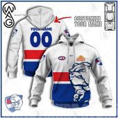 AFL Western Bulldogs Custom Name Number Vintage Retro Guernsey Pullover Hoodie