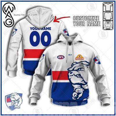 AFL Western Bulldogs Custom Name Number Vintage Retro Guernsey Pullover Hoodie