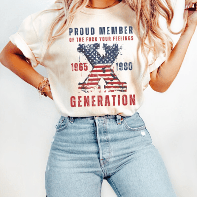 Gen X Sarcastic PNG | Proud Member Fck Your Feelings Generation | 4th of July PNG | American Flag Design | USA Patriotic Digital Download