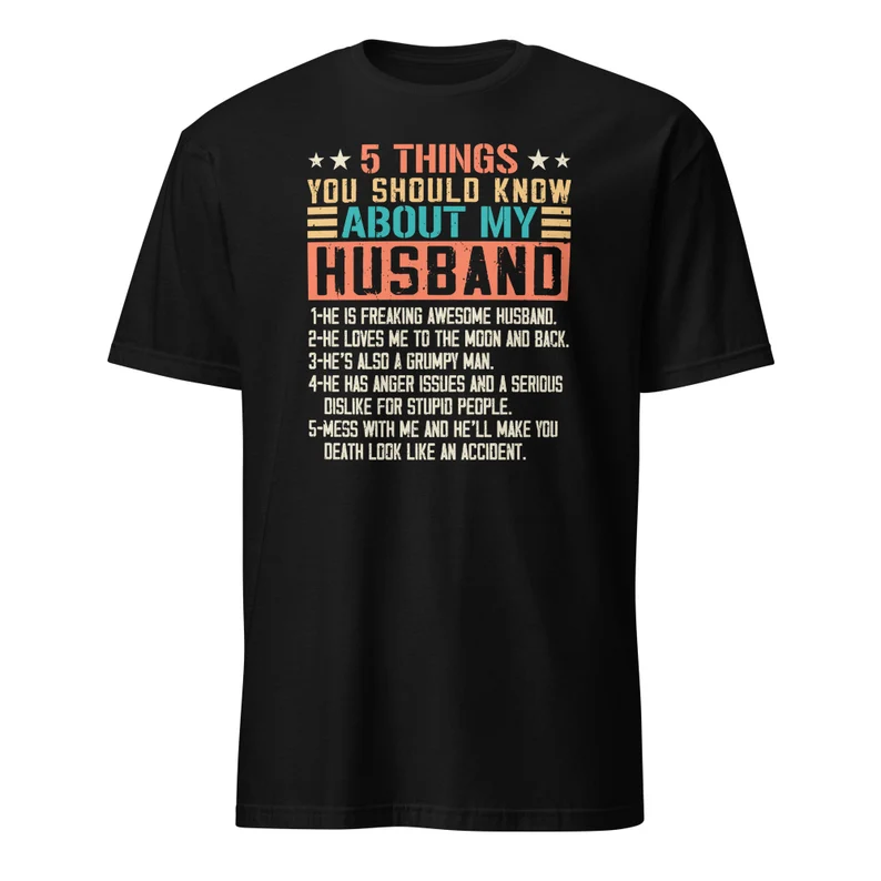 5 Things You Should Know About My Husband Shirt, Funny Wife Shirt,Wedding Anniversary Gift Shirt 5 Things You Should Know About My Husband Shirt, Funny Wife Shirt,Wedding Anniversary Gift Shirt