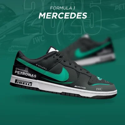 Mercedes 2025 Season of F1 Air Jordan 1 Low - CarRacing shoes