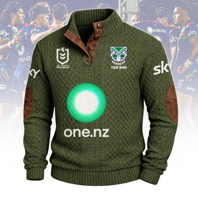 New Zealand Warriors NRL Custom Name Men?s Button Corduroy Pullover Sweatshirt