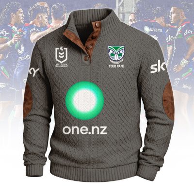New Zealand Warriors NRL Custom Name Men?s Button Corduroy Pullover Sweatshirt