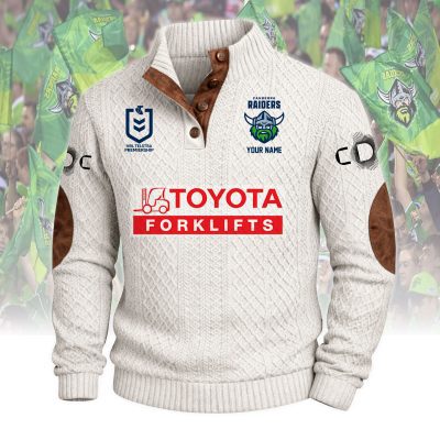 Canberra Raiders NRL Custom Name Men?s Button Corduroy Pullover Sweatshirt
