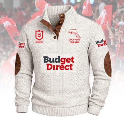 Dolphins NRL NRL Custom Name Men?s Button Corduroy Pullover Sweatshirt